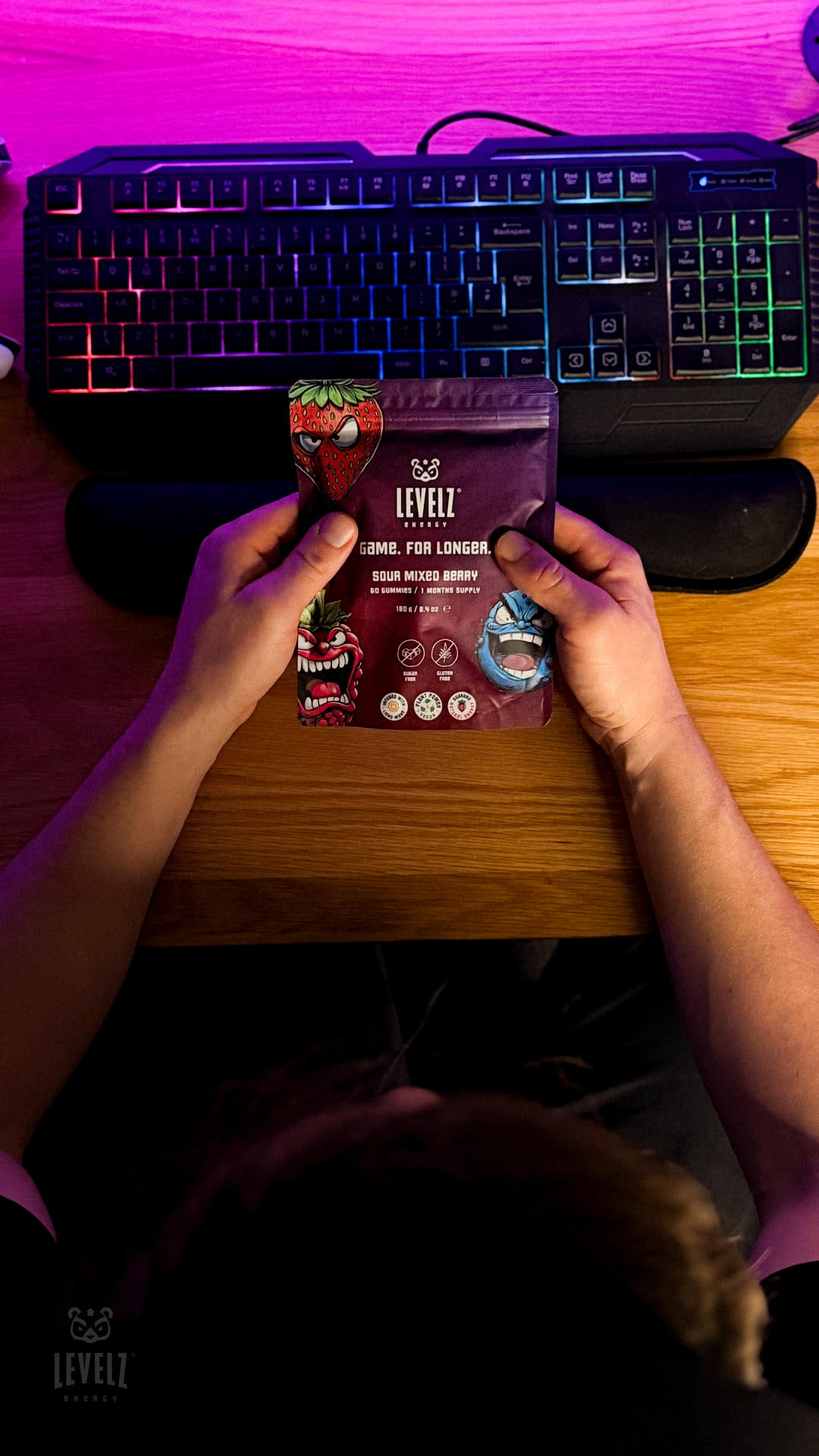 Holding Mixed Berry at Setup