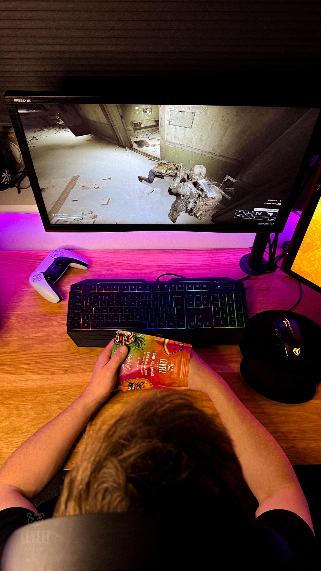 Gaming Session Overhead Shot